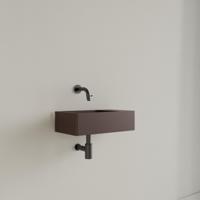 Fontein Gliss Design Freya Solid Marble 40x22x10 cm Zonder Kraangat Rechts Mat Choco Bruin Gliss Design - thumbnail