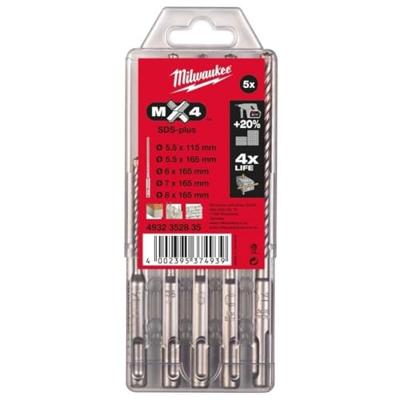 Milwaukee SDS-plus MX4 borenset - 4-kanten snijdend 5-delig - 4932352835