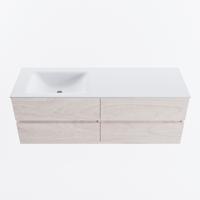 MONDIAZ VICA 140cm badmeubel onderkast Underlayment 4 lades. Wastafel CLOUD links 1 kraangat, kleur Talc. - thumbnail