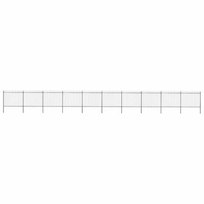 Tuinhek met speerpunt staal 1781,5x150 cm zwart