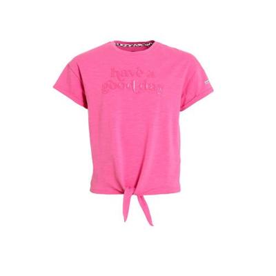 WE Fashion T-shirt met tekst roze