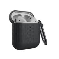 U by UAG [U] DOT Soft Touch siliconen hoes Apple Airpods 2 (2019) / Apple Airpods 1 (2016) [Wireless Charging compatibel (LED zichtbaar), Lightning-aansluiting afdekking, karabijnhaak] zwart - thumbnail