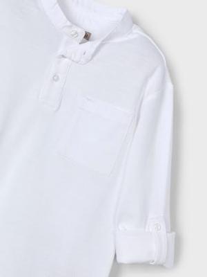 Mayoral Zomer polo shirt L/S mao kraag jongens - wit