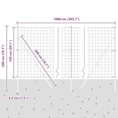 VidaXL Hek met paal zilver 1,5 x 10 m staal en pvc