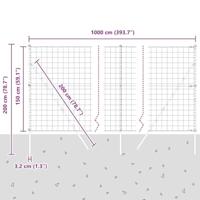 VidaXL Hek met paal groen 1,5 x 10 m staal - thumbnail