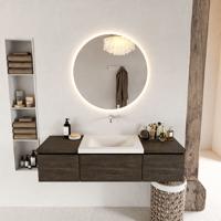 MONDIAZ BUKLA 140cm badmeubel met module 40 kleur Dark Brown met 3 lades. Wastafel CLOUD midden 0 kraangaten kleur Talc. - thumbnail
