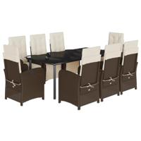 9-delige Tuinset met kussens poly rattan bruin - thumbnail