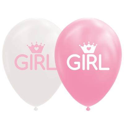 Ballonnen Geboorte Girl Roze/Wit (8st)