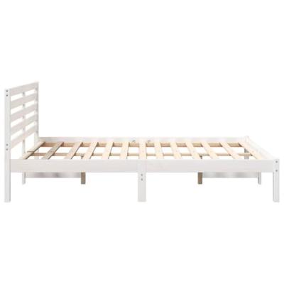 Bedframe met hoofdeinde Wit 135 x 190 cm Massief grenenhout - thumbnail