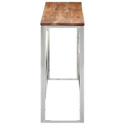 Wandtafel roestvrij staal en massief acaciahout zilverkleurig Wandtafel roestvrij staal en massief acaciahout zilverkleurig