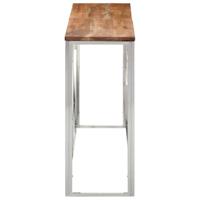 Wandtafel roestvrij staal en massief acaciahout zilverkleurig - thumbnail