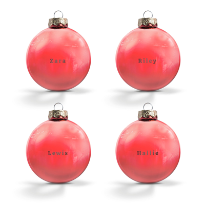Kerstbal met naam - Rood - 4 stuks