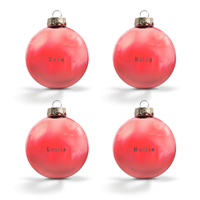 Kerstbal met naam - Rood - 4 stuks - thumbnail