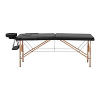 massagetafel inklapbaar - extra breed (70 cm) - kantelbare hoofd- en voetensteun - beukenhout - zwart - thumbnail