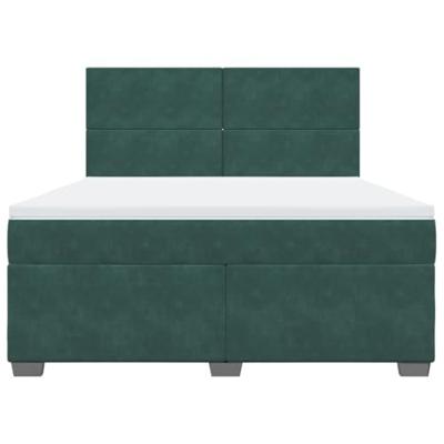 Boxspring met matras fluweel donkergroen 180x200 cm