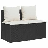 3-delige Tuinset met kussens poly rattan zwart - thumbnail