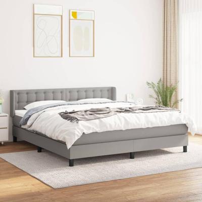 Boxspring met matras stof lichtgrijs 160x200 cm