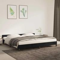 Bedframe met hoofdeinde fluweel zwart 200x200 cm - thumbnail