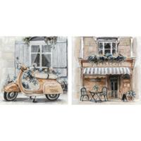 Canvas DKD Home Decor Straat Traditioneel 90 x 3,7 x 90 cm 90 x 3,5 x 90 cm (2 Stuks) - thumbnail