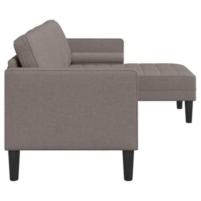 Bank 3-zits L-vormig 160 cm stof taupe