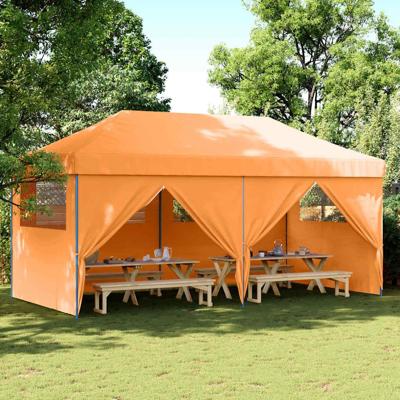 Partytent inklapbaar pop-up met 4 zijwanden oranje