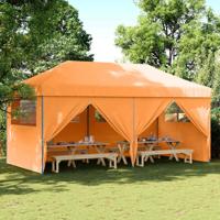 Partytent inklapbaar pop-up met 4 zijwanden oranje - thumbnail