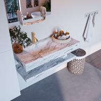 MONDIAZ ALAN-DLUX 100cm planchet Glace. Vrijhangende wastafel CLOUD links 1 kraangat, kleur Glace. - thumbnail