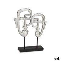 Decoratieve figuren Gezicht Zilverkleurig 27 x 32,5 x 10,5 cm (4 Stuks) - thumbnail