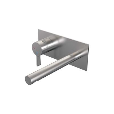 Brauer Brushed Edition Inbouw Wastafelmengkraan met Rechte Uitloop en Afdekplaat Model E2 RVS Geborsteld PVD