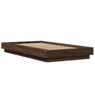 Bedframe met LED-verlichting bruin eikenkleurig 135x190 cm