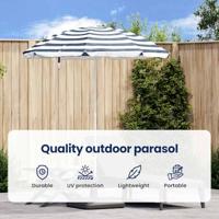 VidaXL Strandparasol blauw en wit 263 x 263 x 272 cm - thumbnail