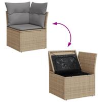 11-delige Loungeset met kussens poly rattan gemengd beige - thumbnail