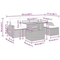 6-delige Loungeset met kussens poly rattan grijs - thumbnail
