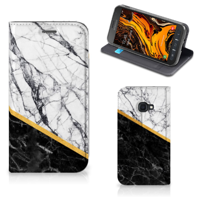 Samsung Galaxy Xcover 4s | Standcase | Marmer Wit Zwart - Origineel Cadeau Man Samsung Galaxy Xcover 4s | Standcase | Marmer Wit Zwart - Origineel Cadeau Man