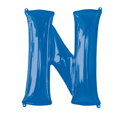 Folieballon Blauwe Letter &apos;N&apos; - Groot