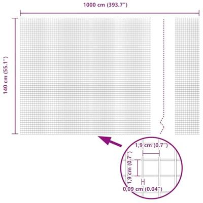 VidaXL Gelaste draadhek grijs 1.4 x 10 m