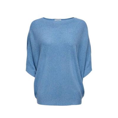 JDY ribgebreide trui JDYNEW met vleermuismouwen blauw