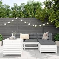 5-delige Loungeset massief grenenhout wit - thumbnail