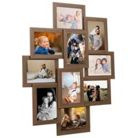 VidaXL Fotolijst voor 10x(10x15 cm) foto mdf lichtbruin - thumbnail