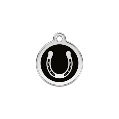 Horse Shoe Black roestvrijstalen hondenpenning small/klein dia. 2 cm RedDingo - Reddingo