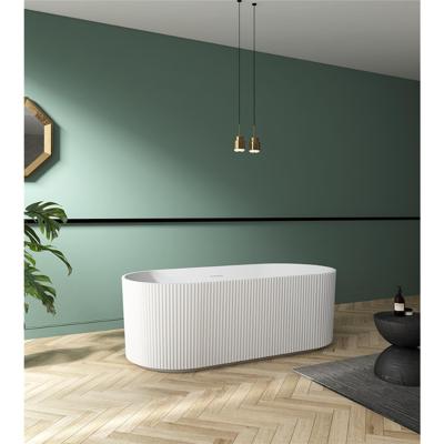 Arcqua Costilla vrijstaand ligbad - 170x80cm - verticale ribbel lijnen - acryl - glans wit BAD105771