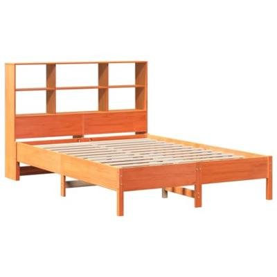 Bed met boekenkast zonder matras grenenhout wasbruin 120x200 cm