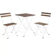 Bistro set Rhodos - bruin/wit - 3-delig - thumbnail