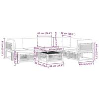 8-delige Loungeset met kussens massief acaciahout - thumbnail