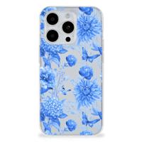 TPU Case voor iPhone 15 Pro Flowers Blue - thumbnail