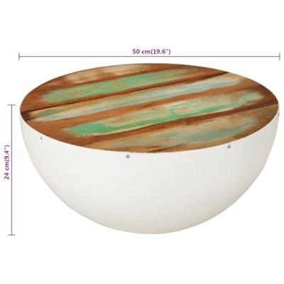 Salontafel rond 50x24 cm massief gerecycled hout wit