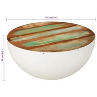 Salontafel rond 50x24 cm massief gerecycled hout wit - thumbnail