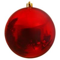 Decoris grote kerstbal glans kerstrood 20cm - thumbnail