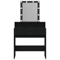 Kaptafel met lade Zwart eiken 80 x 41 x 144,5 cm Bewerkt hout - thumbnail