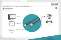 Digitus USB-kabel USB 3.2 Gen1 (USB 3.0 / USB 3.1 Gen1) USB-A stekker, USB-B stekker 1.80 m Zwart Rond, Afgeschermd (drievoudig) DB-300115-018-S - thumbnail